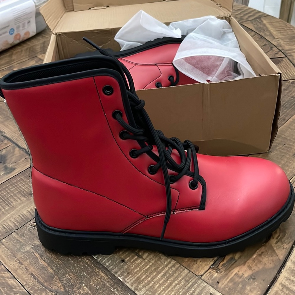 Combat Boots - Red | Red Combat Boots